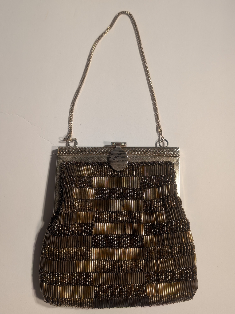 Vintage Bronze Beaded Evening Bag